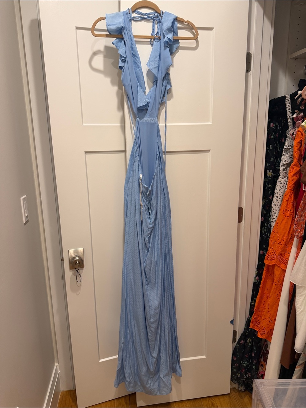 Tularosa Sky Blue Ruffle Halter Maxi Dress - Picture 3 of 4